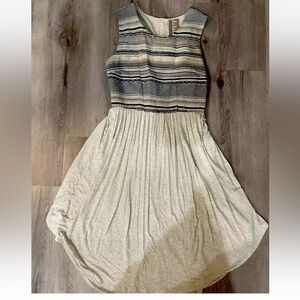 Anthropologie Gray and Cream High Low Dress